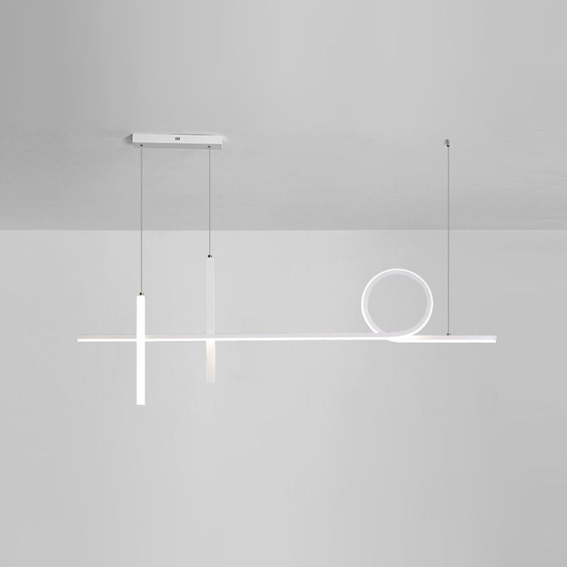 3-Light Ceiling Island Light Minimal Style Linear Shape Metal Pendant Lighting Fixtures