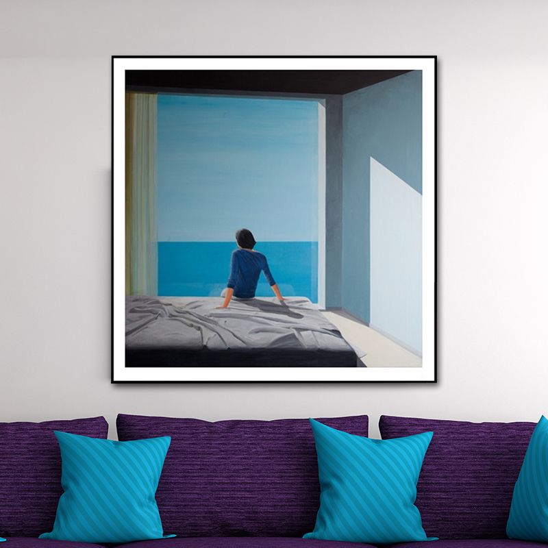 Sea and Loneliness Painting Art Print Textured Modernist Bedroom Wall Decoration