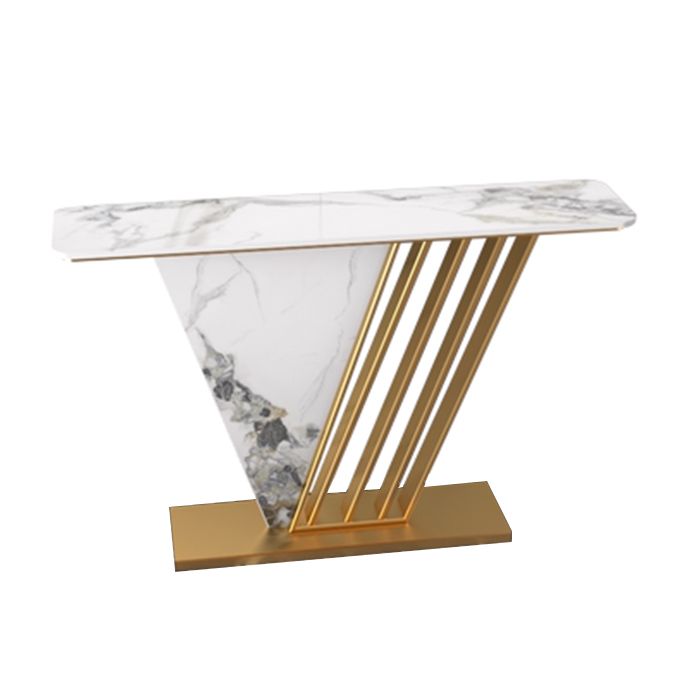 Stone Rectangle Accent Table Modern 31.5" Tall Console Table with 1 Shelf