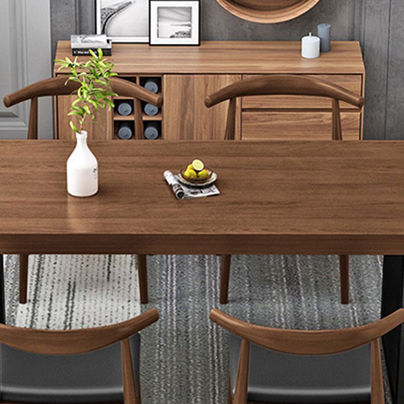 Rectangle Black Base Dining Table Modern Style Pine Wood Table for Kitchen Use