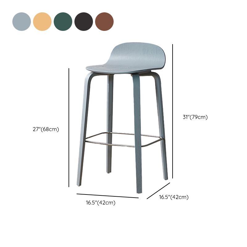 Indoor Armless Low Back Bar Height Stool Beech Solid Wood Bar Stool
