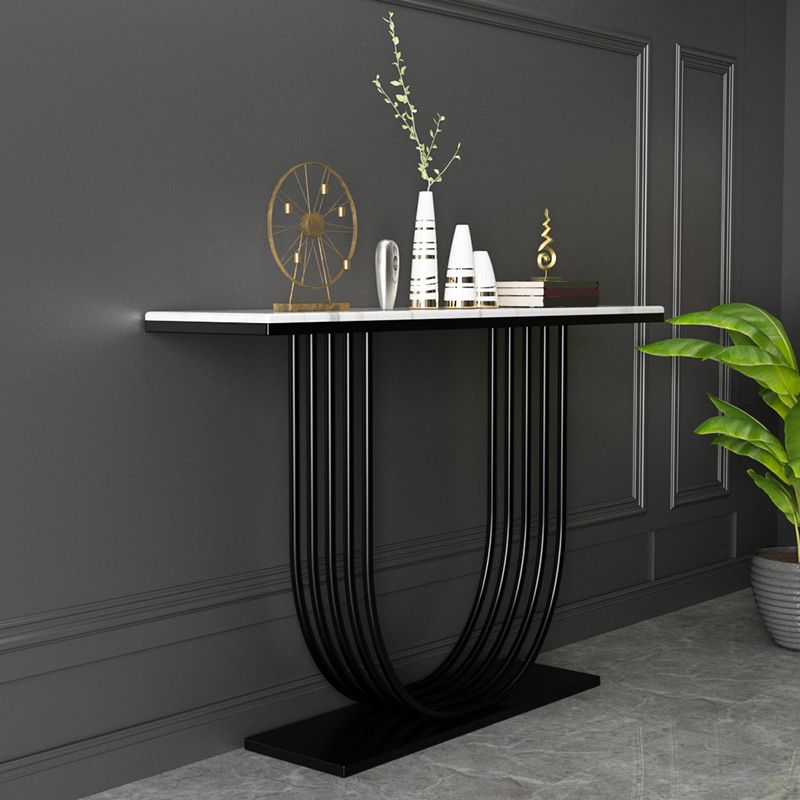 Glam Abstractl Slate/metal Rectangle Stain Resistant Console Table for Hal