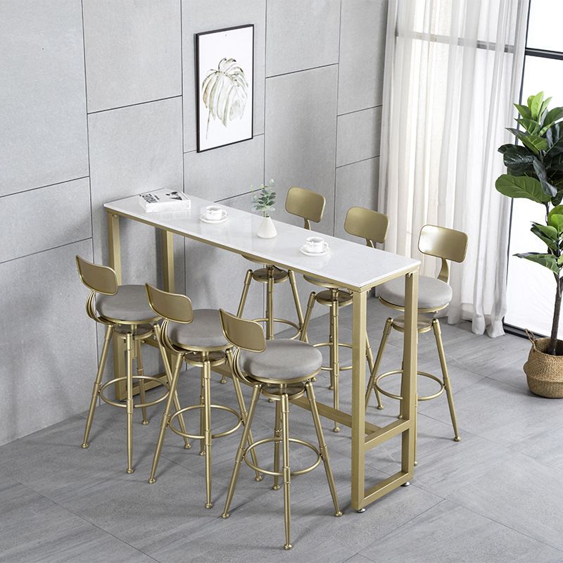 Living Room Glam Style Barstool Gold 4 Legs Bar Stool with Pedal