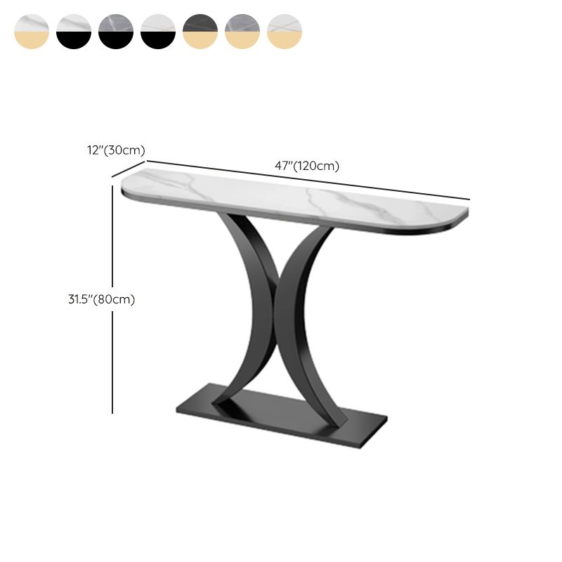 Stone Half Moon Console Table 31.5-inch Tall Accent Table for Hall