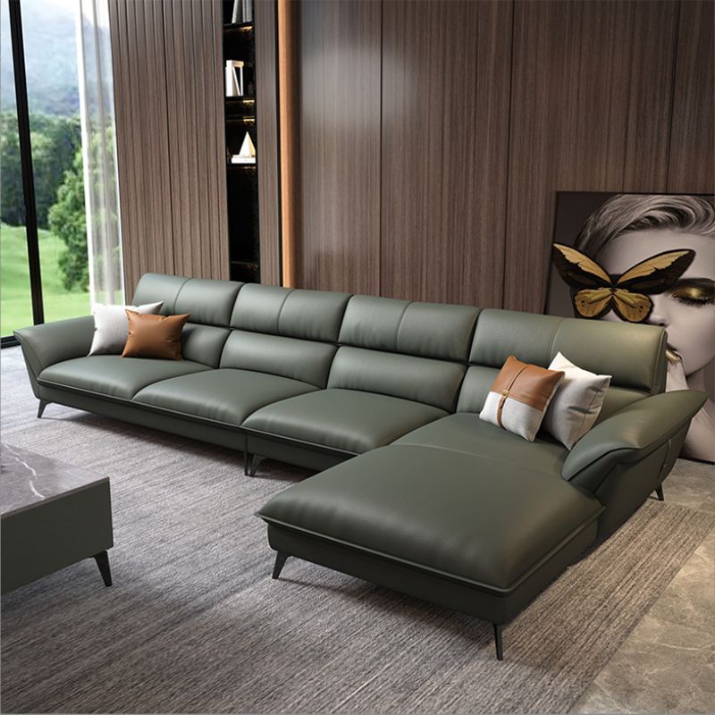 Modern Cushions Flared Arm Living Room Faux Leather Stationary Seating