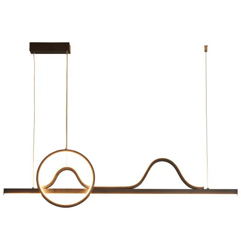 Linear Shape Island Pendants Contemporary Metal 3 Light Pendant Lighting Fixtures in Black