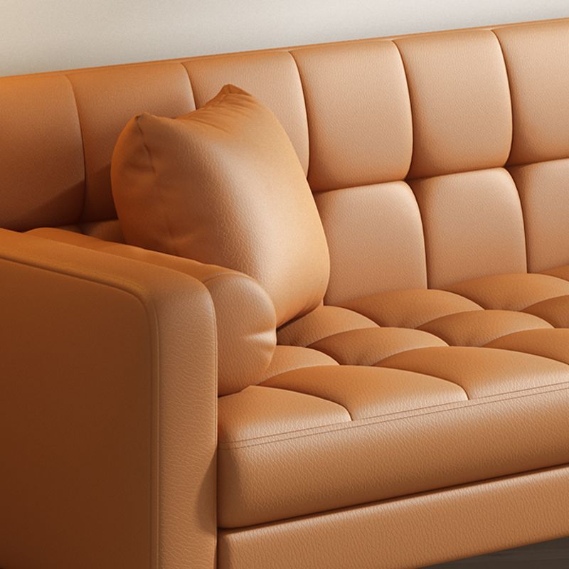 Industrial Square Arms Sofa Pillows Included Back Settee with Metal Legs