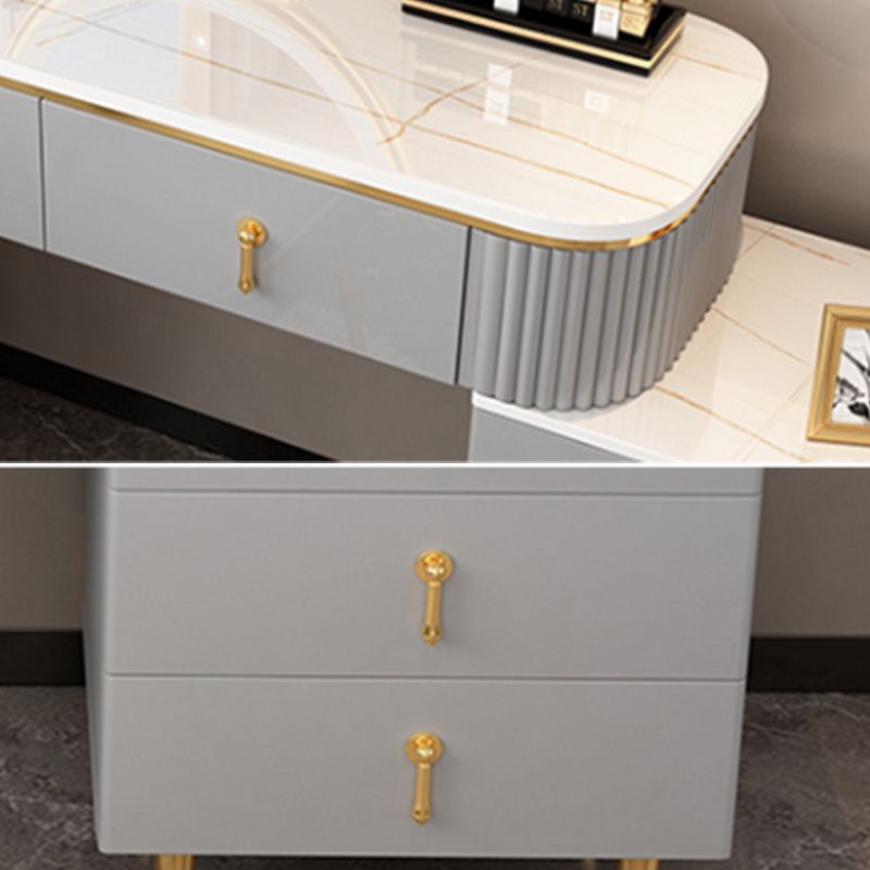 Contemporary With Drawer Gray Wooden Mirror Bedroom Make-up Vanity