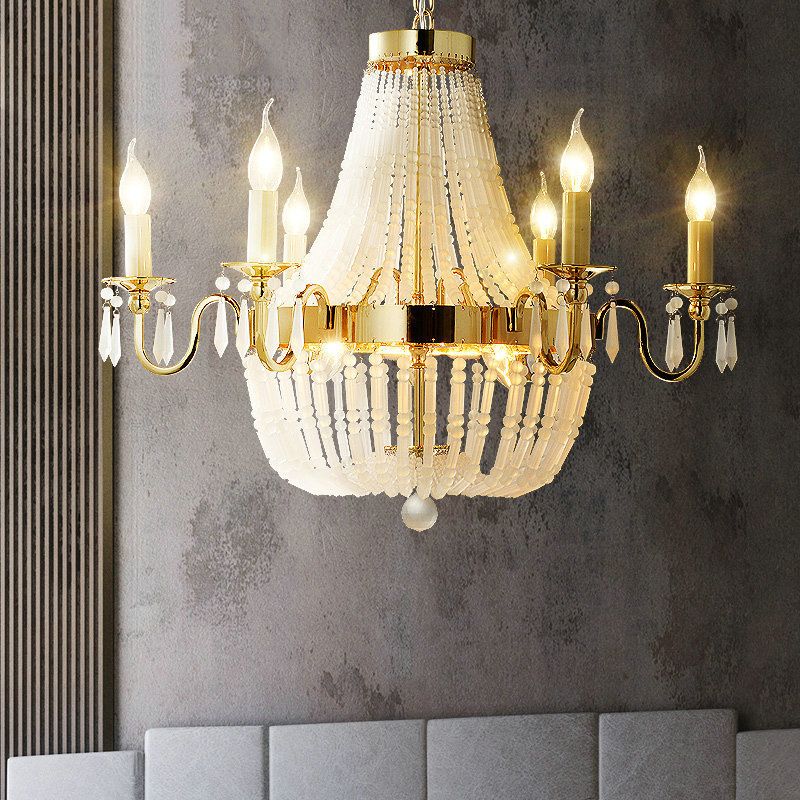 Empire Shape Crystal Chandelier Éclairage traditionnel 6 lumières salon suspendu luminaire en or