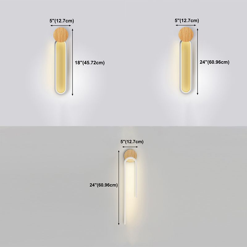 1-Light LED Wall Mount Light Modern Wooden Wall Light for Living Room