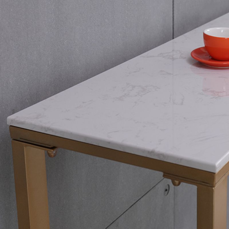 Glam Indoor 1/2/3/4/9 Pub Dining Set Pieces Rectangle White Marble Bistro Set