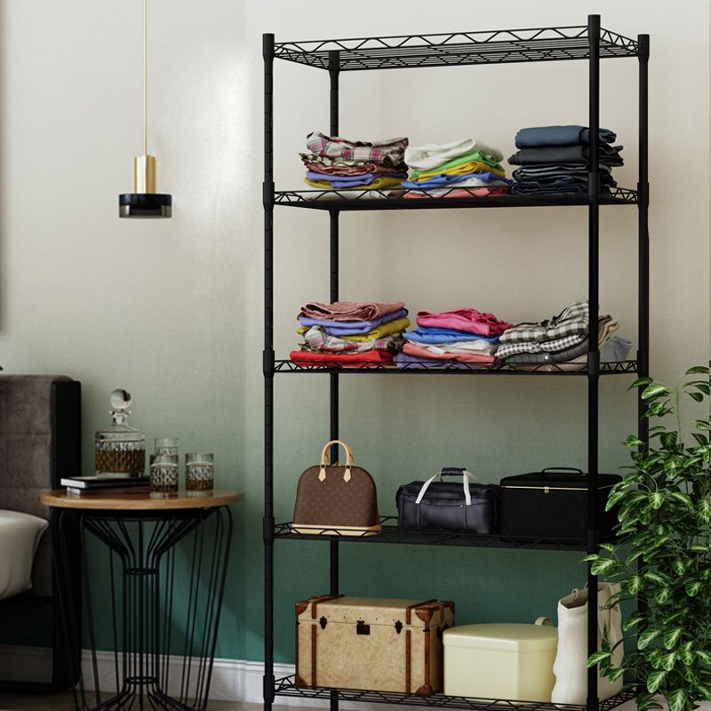 Modern Style Non-Hanging Armoire 4-Shelf Metal Wardrobe Closet