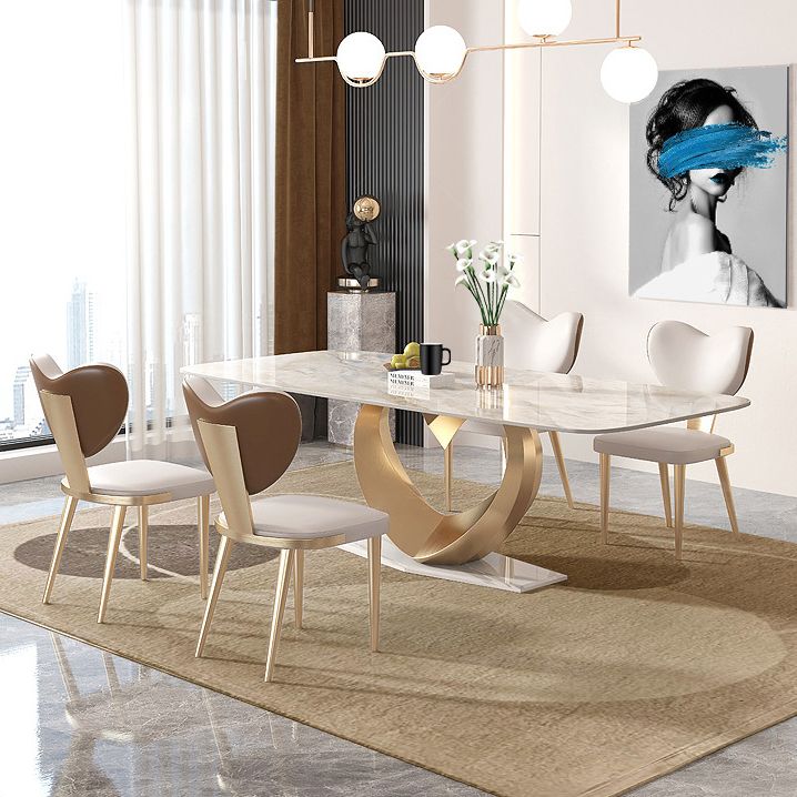 Glam Style Sintered Stone Dining Set Rectangle 1/2/4/5/7/9 Pieces Dining Set