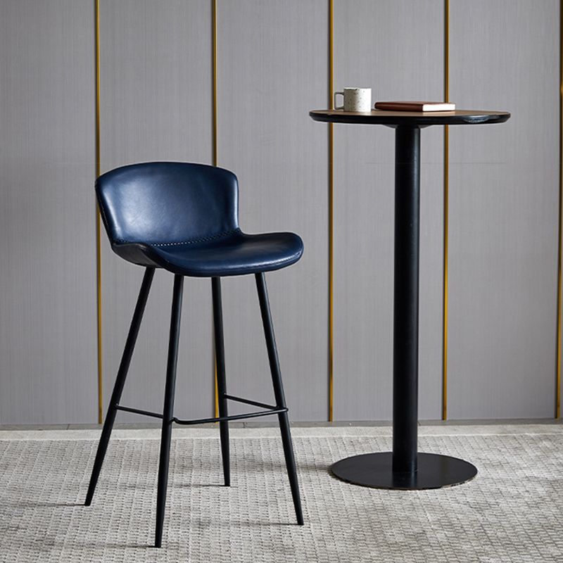 Contemporary Armless Bar Stool Faux Leather Bar Stool for Living Room