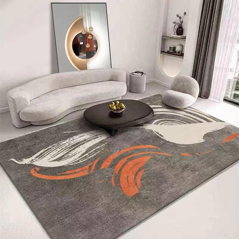 Dark Gray Nordic Rug Polyester Striped Area Rug Tear Resistant Rug for Living Room