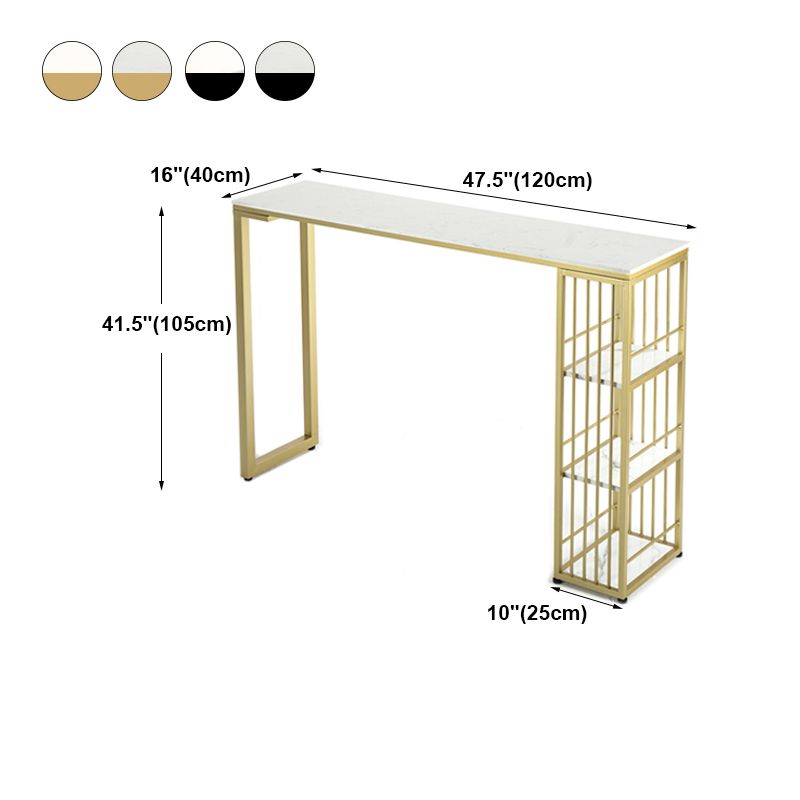 Marble Bistro Table with Rectangle Table Top Double Pedestal Table - 41.3" H