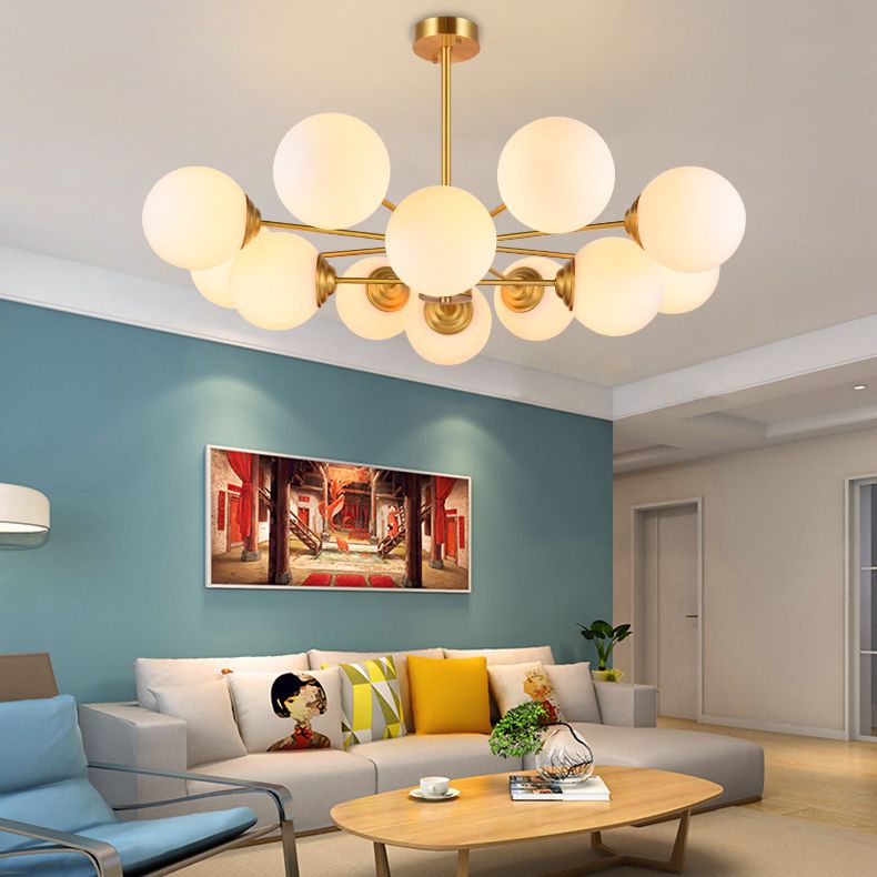 Gold Globe-Shaped Hanging Light Fixture Modern Style Glass Pendant Lighting for Bedroom