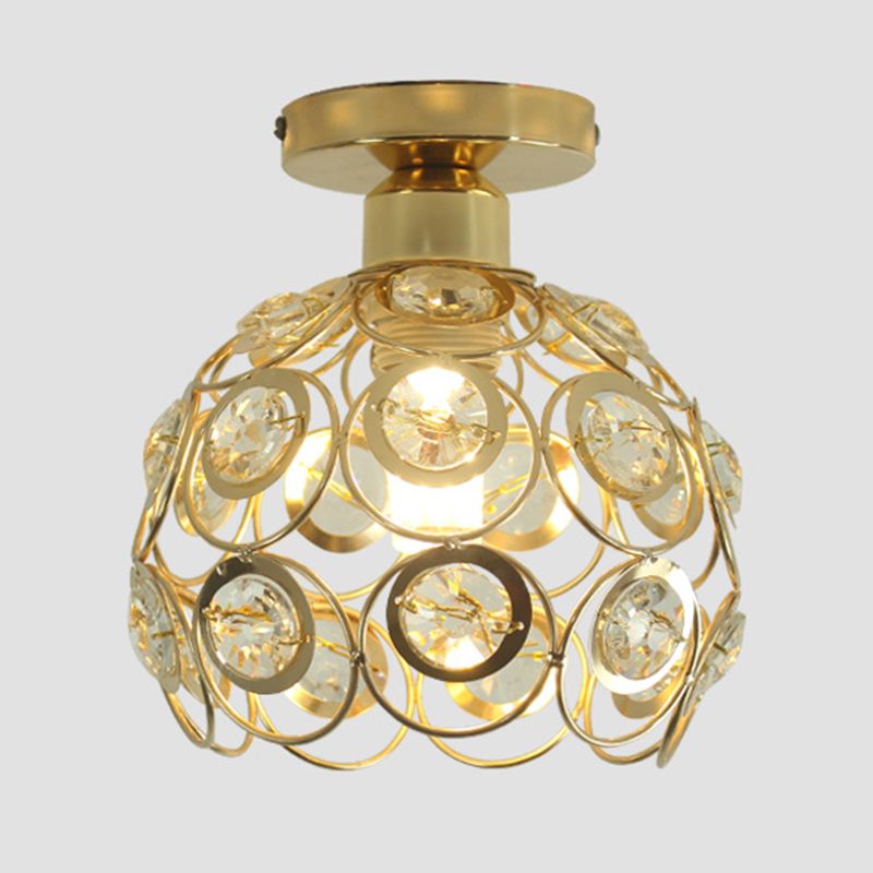 1-Light Modernist Flush Mount Crystal Ceiling Light for Aisle