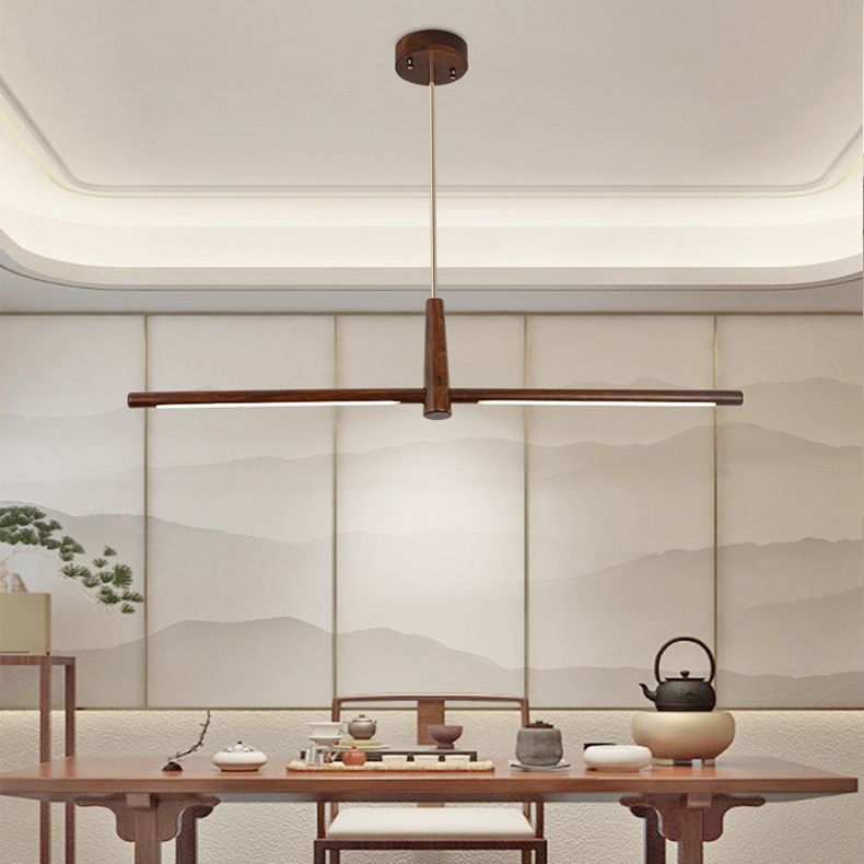 Linear Large Kitchen Pendant Lights Wood Modern Chandelier Lighting Fixtures for Restaurant