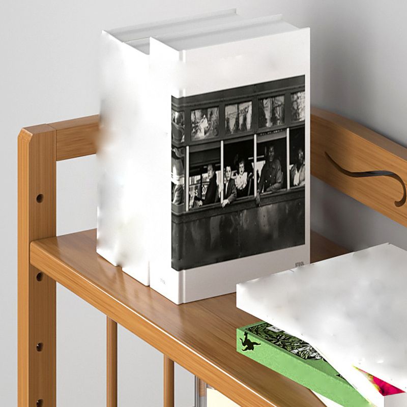 10" D Geometry Bamboo Bookshelf Modern Style Bookcase for Bedroom