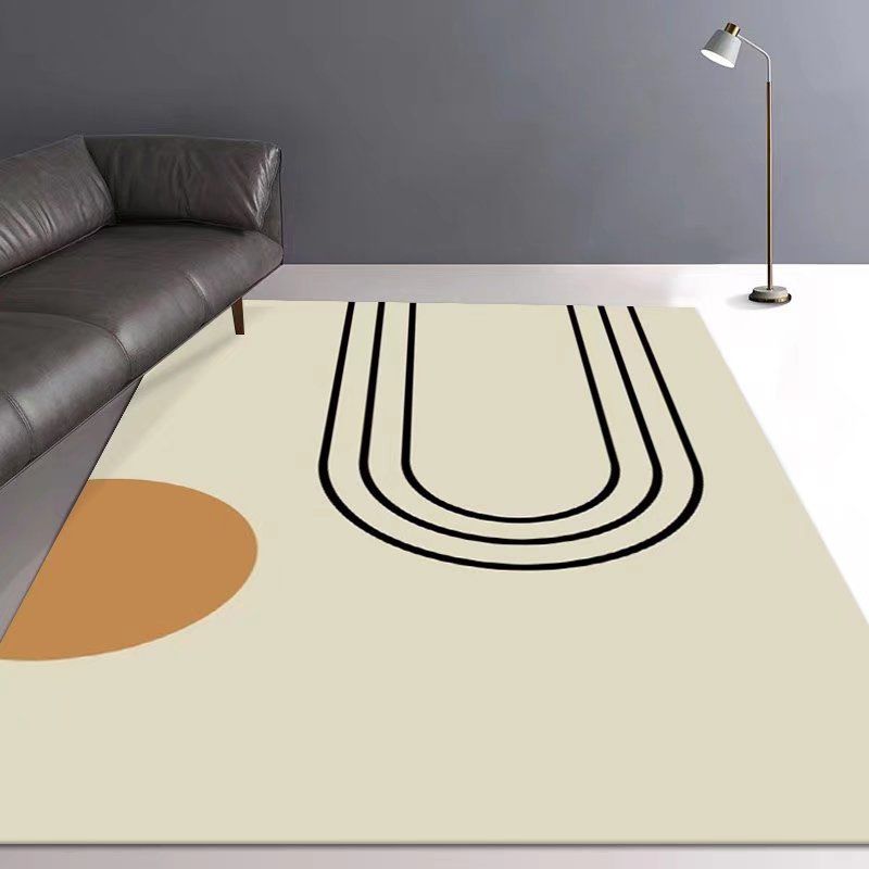 Beige moderner Teppich Polyester Arc Innenteppich nicht rutschfestem Teppich für Wohnkultur