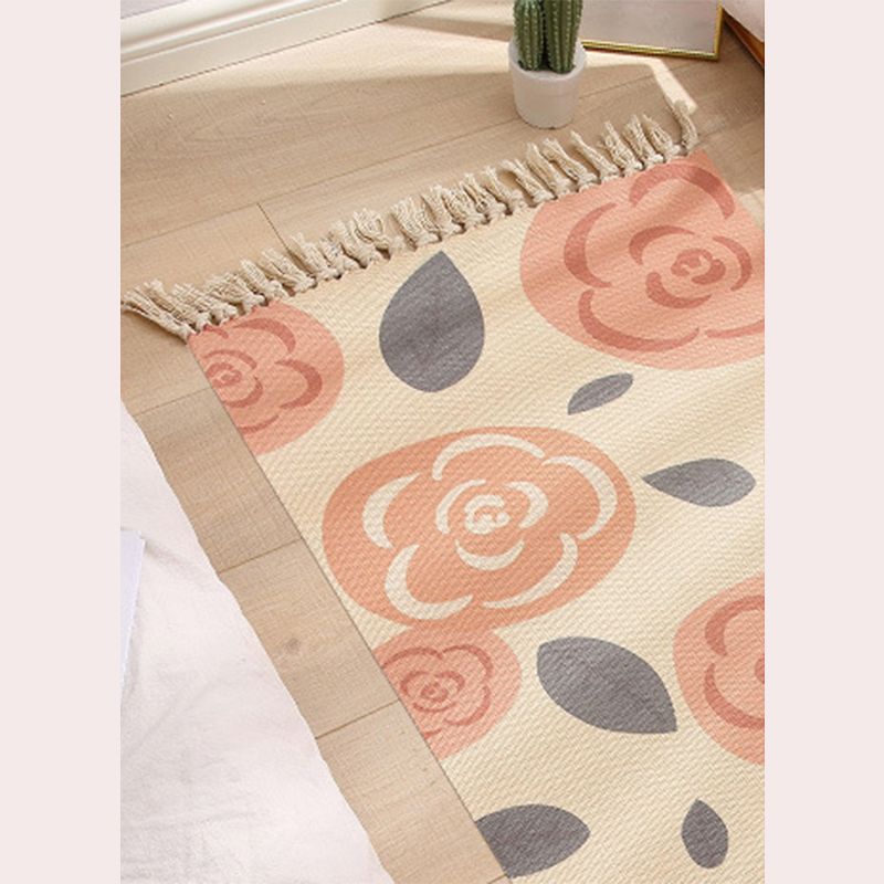 Yellow Plants Indoor Carpet Polyester Casual Area Rug Washable Rug for Home Decor