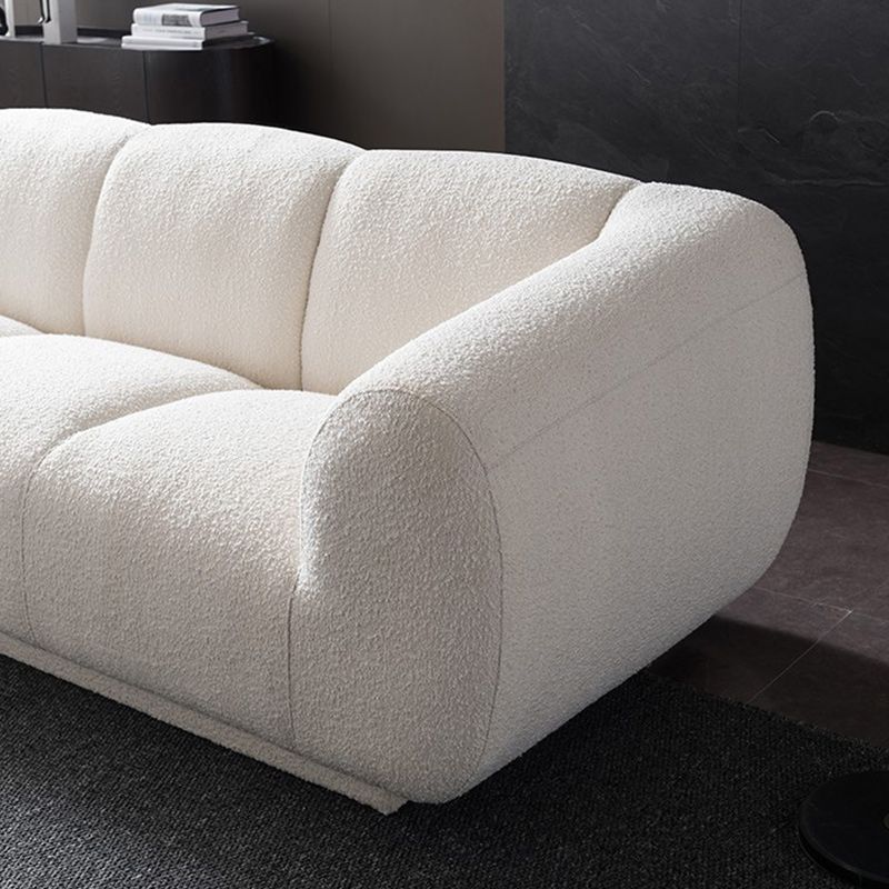 Minimalist Wool Sofa with Chaise in White 29.1" H Fabric Sofa