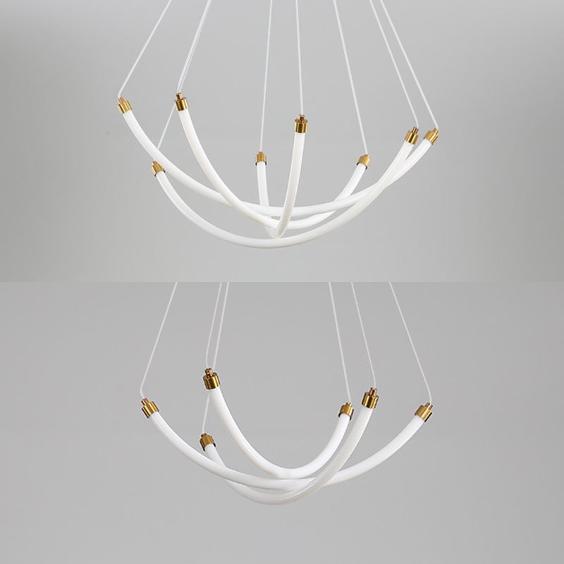 Acrylic Nest Shaped Chandelier Minimalistic Brass LED Pendant Light for Living Room