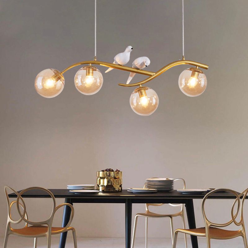 Contemporary Glass Island Lighting Fixture Creative Hanging Light for Dining Room