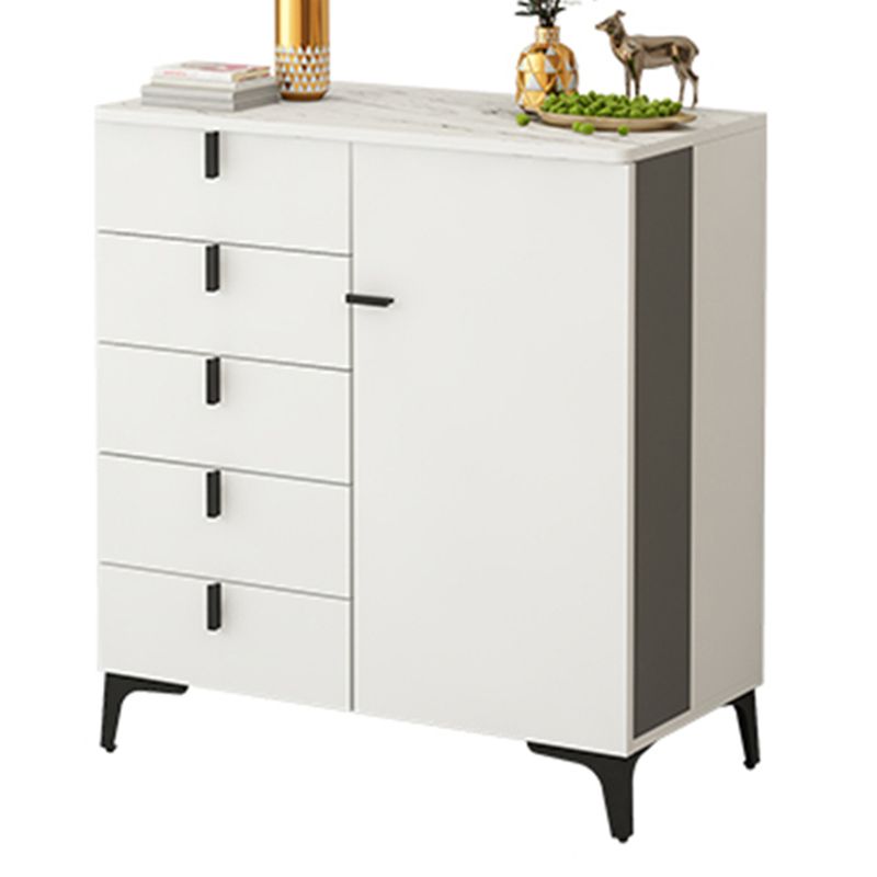 Modern White Wood Storage Chest with Soft-Close Drawers for Home