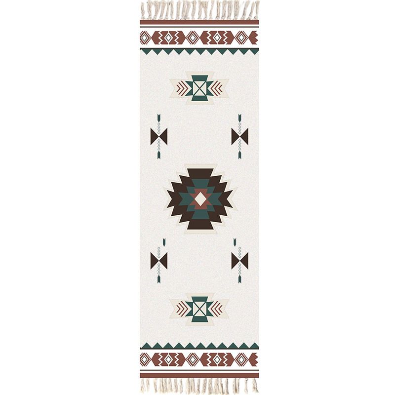 Multi Color Funky Rug Cotton Geometric Shapes Rug Pet Friendly Machine Washable Carpet for Bedroom