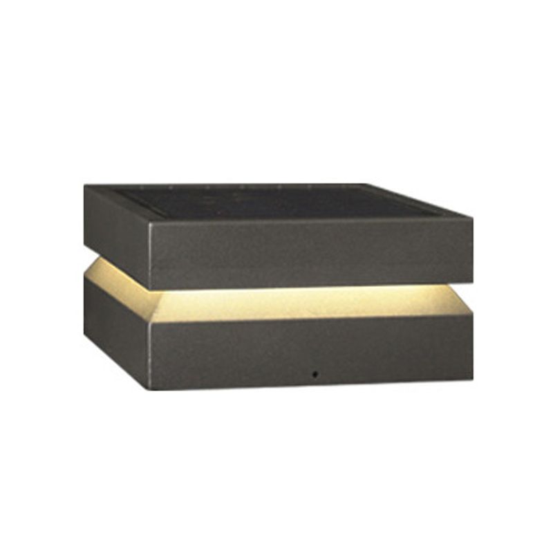 Rectangle Shape Metal Solar Pillar Lamp Modern 1 Light Waterproof Outdoor Light in Black