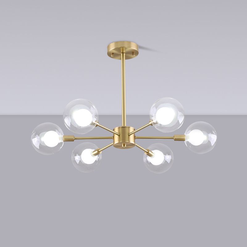 Globe kroonluchter verlichtingsarmaturen moderne multi-head gouden suspensie hanglampen met glazen schaduw
