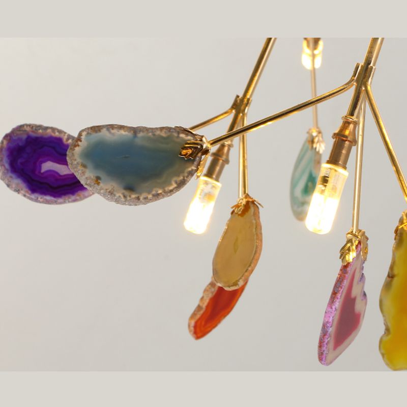 Metal Branch Hanging Light Kit Minimalistic Multi-Color Chandelier Light Fixture