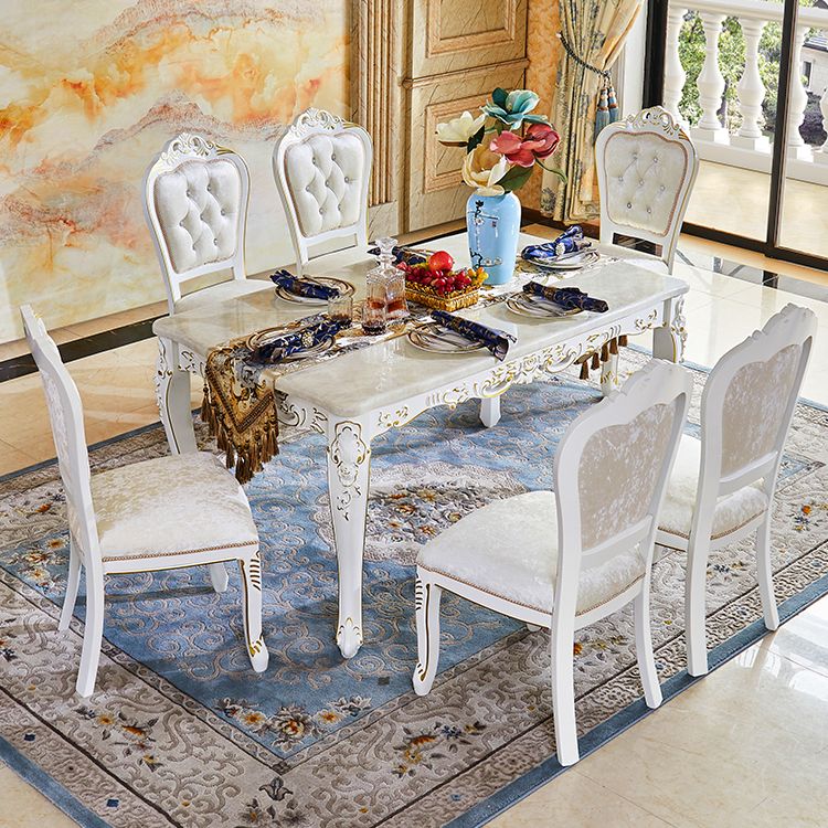 Vitoria White Marble Dining Table Rectangle Dining Table for Kitchen