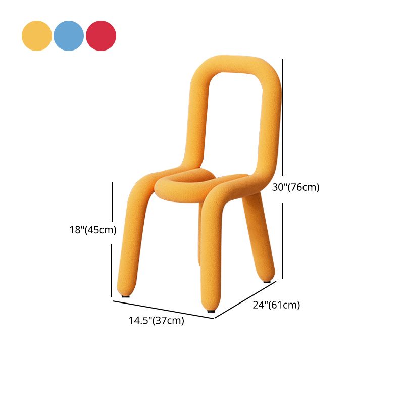 Designer Style Velvet Curved Chair Open Back Matte Finish Dining Chair