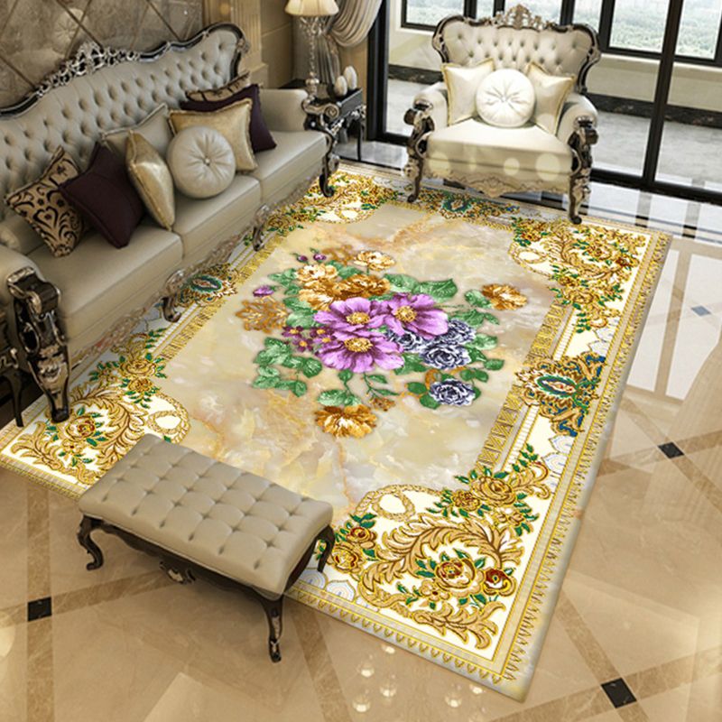 Luxurious Marble Effect Rug European Style Carpet Polyester Stain Resistant Rug for Home Decoration