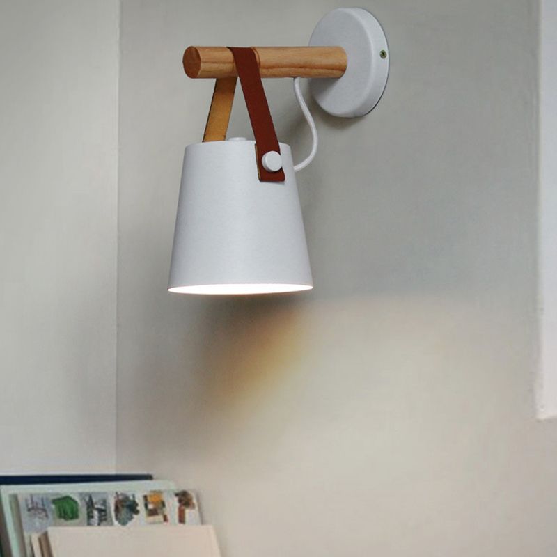 Retro Style Wood Wall Light Bowl Shape 5" Wide Wall Sconce for Living Room