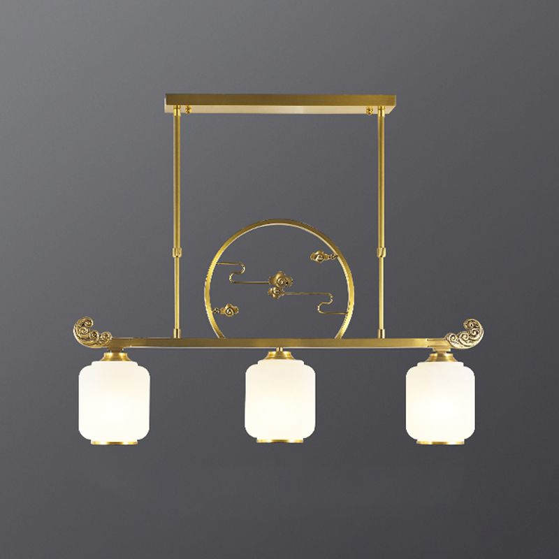 Éclairage d'éclairage d'île géométrique Contemporain 3 Éclairage d'îlot de cuisine léger avec une teinte en verre