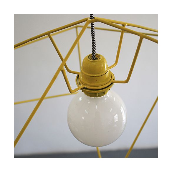 Simple 1 Light Suspension Light with Metal Shade Red/Yellow/Black Abstract Ceiling Pendant Light