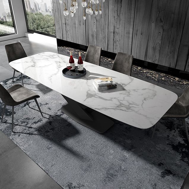Metal Contemporary Rectangular Dining Table Sintered Stone Table for Dining Room