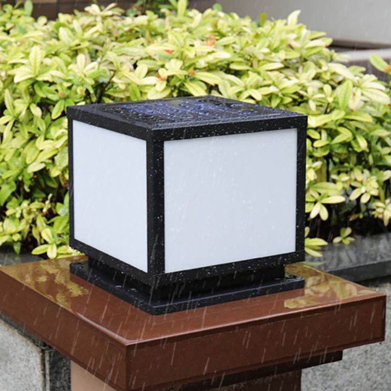 Nordic Style Acrylic Shade Outdoor Light Solar Energy Pillar Lamp for Outdoor