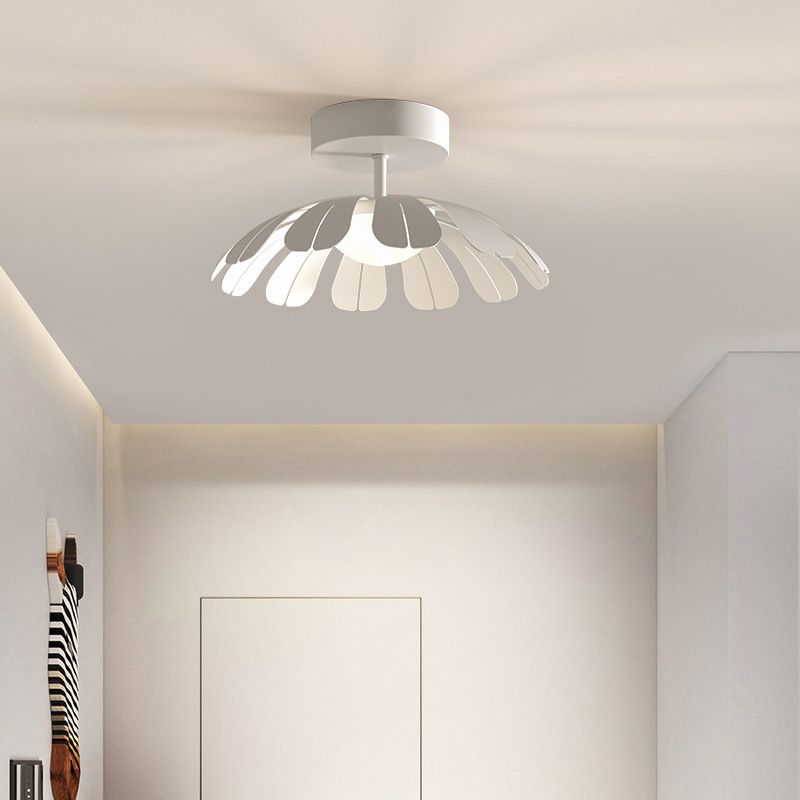 Metal and Acrylic Semi Flush in Black / White Flower Shape LED Ceiling Semi Flush