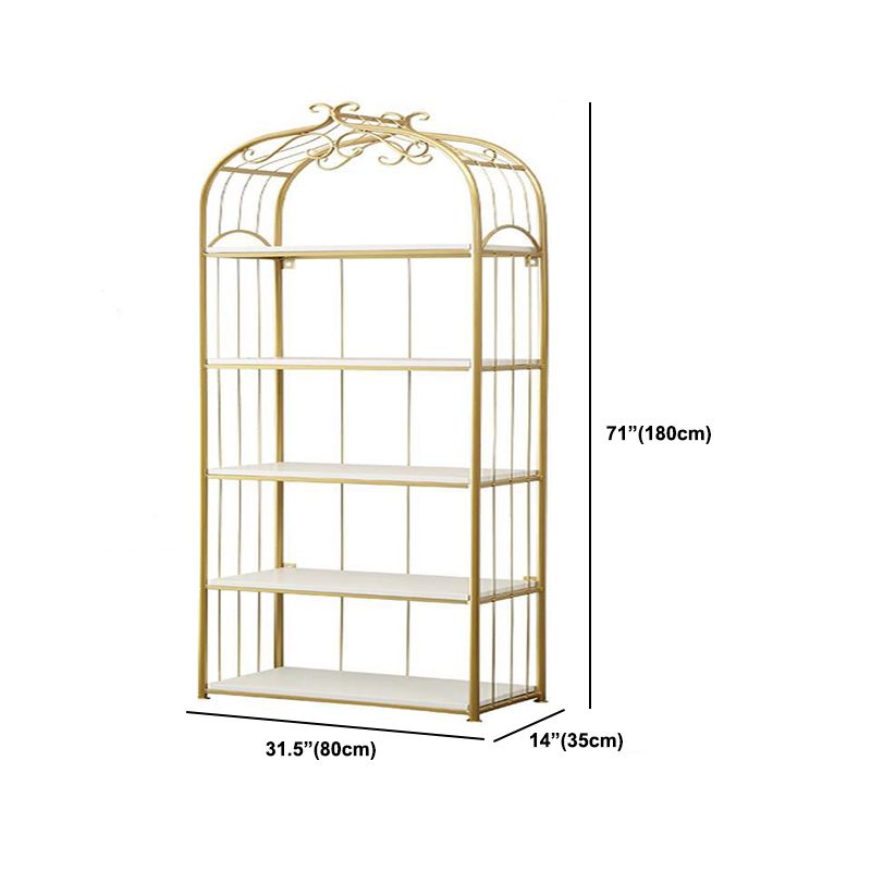 Gold Modern Bookshelf Etagere Metal Open Bookcase for Living Room