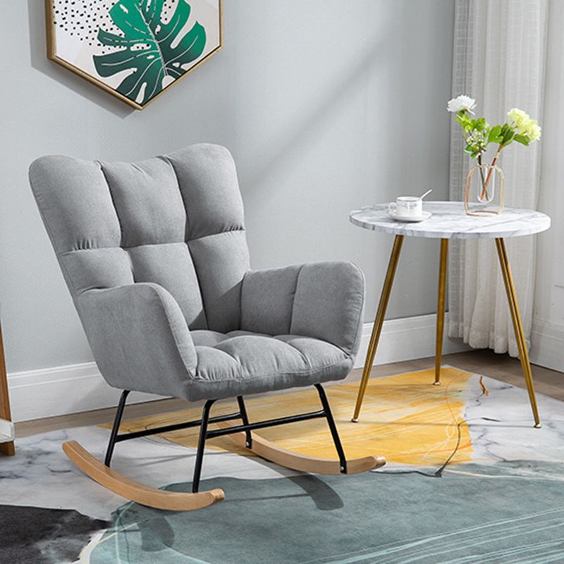 Modern Upholstered Rocking Chair Wingback Rocker Chair for Living Room