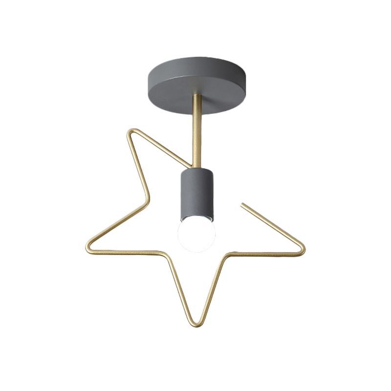Star/Loving Heart Frame Semi Flush Macaron Iron Finanza grigia/bianca/verde vicino all'illuminazione del soffitto per il corridoio