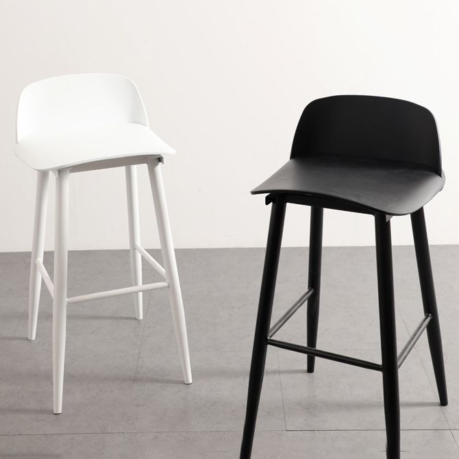 Scandinavian Plastic Barstool Plastic Furniture with Metal Legs in Matte Finish