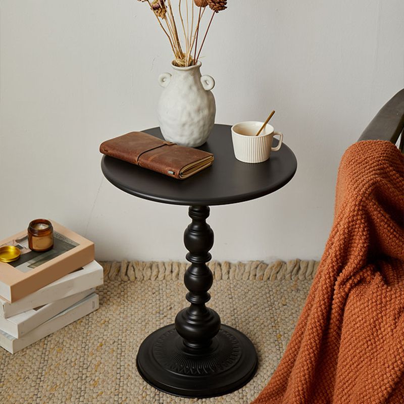 French Country Side Table Pedestal Metal Round Accent Side Table