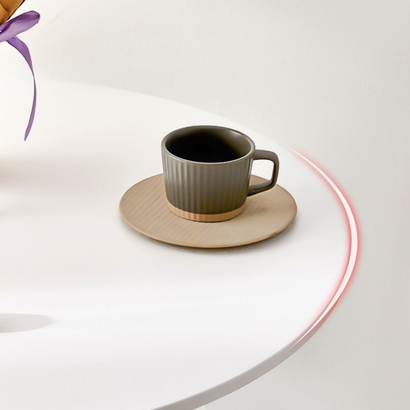 Modern Wooden Coffee Table Round Top Shape Pedestal Cocktail Table