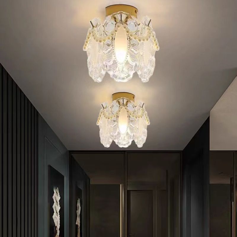 Modern Simple Ceiling Light Geometry Shape Ceiling Lamp with Glass Shade for Bedroom